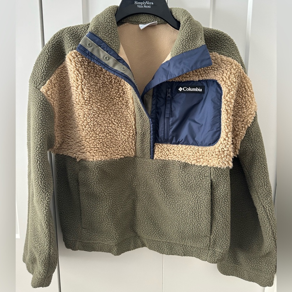 Columbia Cropped Quarter Zip Sherpa Pullover Small